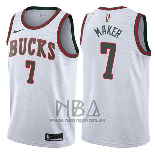 Camiseta Milwaukee Bucks Thon Maker NO 7 Return To The Mecca Classic 2017-18 Blanco